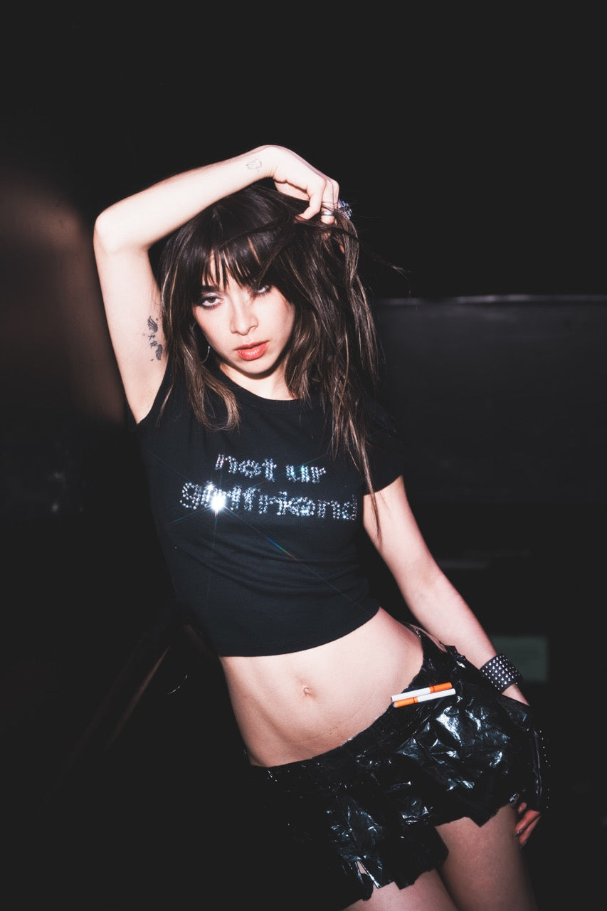 not ur girlfriend rhinestone Baby Tee